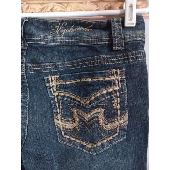 Hydraulic 9/10 Dark Wash Bailey Almost Boot Y2K 90s Distressed Denim Jeans - Picture 5 of 7